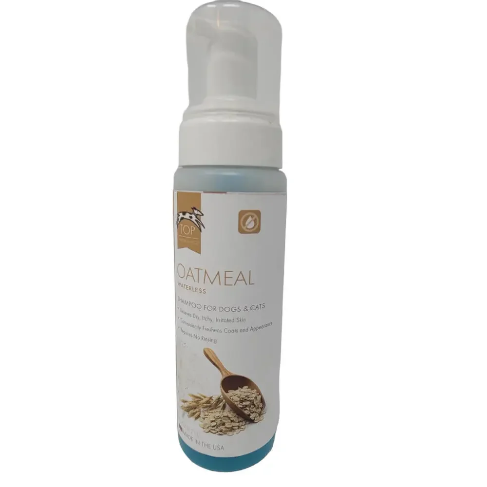 Waterless Pet Shampoo Foam Rinse less Dog Cat Grooming 7.1 oz Bottle Oatmeal